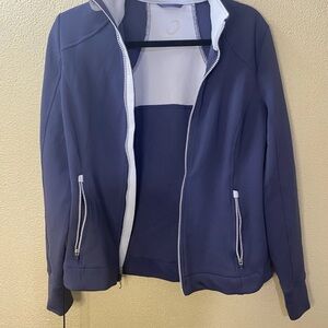 Zero Restriction Womens Full Zip Jacket Blue Light Blue Trim Size Small